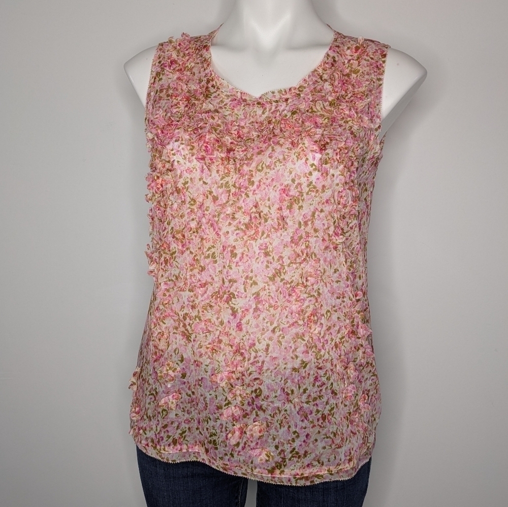Talbots Pink Peach Floral Cotton Tank Top 4